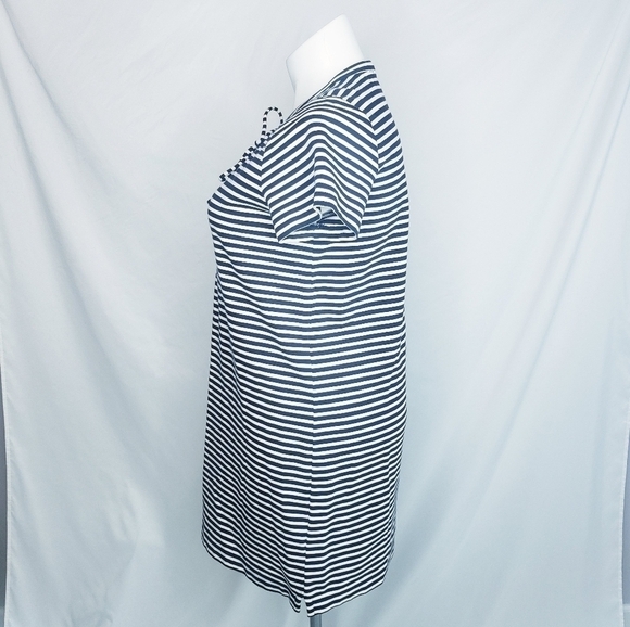 J. Crew Striped Lace Up Knit Dress Navy White Cotton - Picture 6 of 11